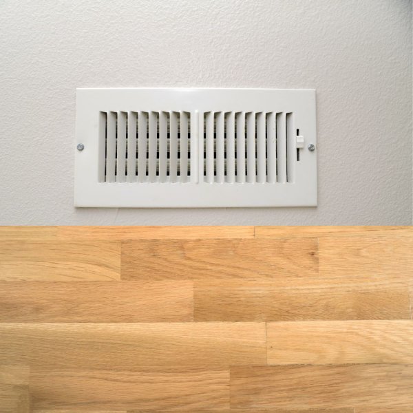 Vent above a hardwood floor