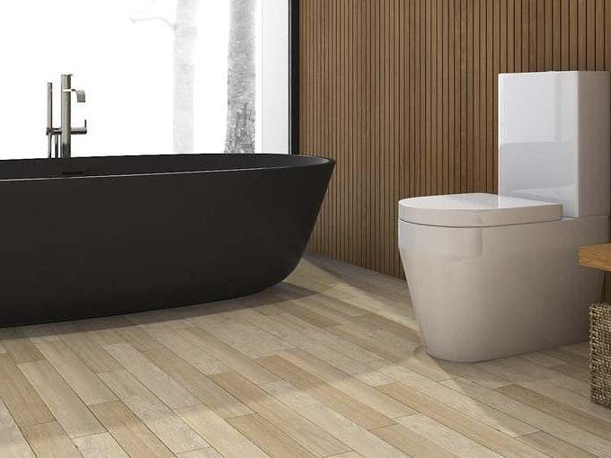 Luxury vinyl flooring in a bathroom