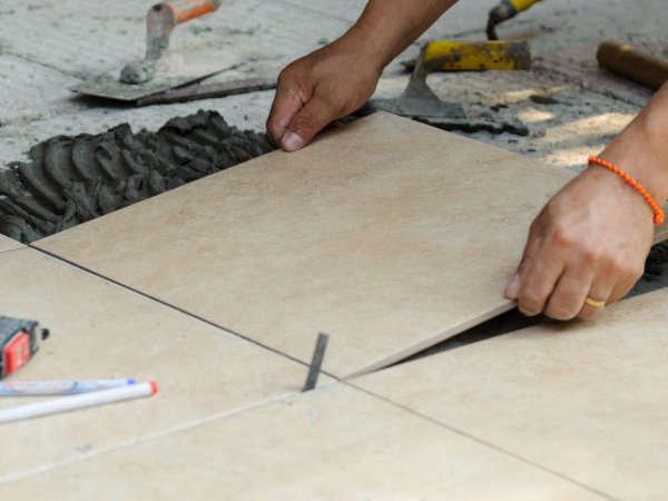 Installing ceramic tile flooring