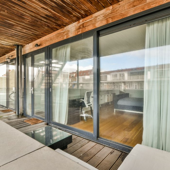 Home with patio and sliding glass doors